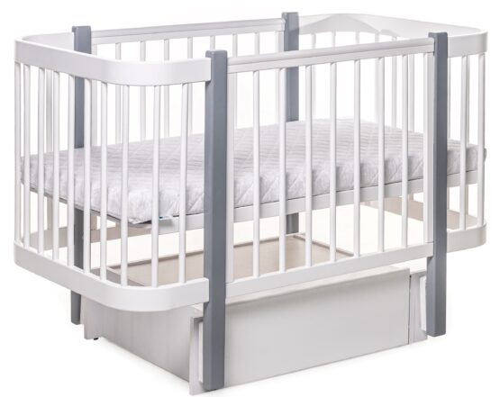 Детская кроватка Eucalyptus Karol Plus Longitudinal (DS-902) Белая+Серая — изображение 2