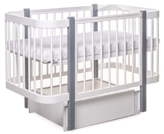 Детская кроватка Eucalyptus Karol Plus Longitudinal (DS-902) Белая+Серая — изображение 3