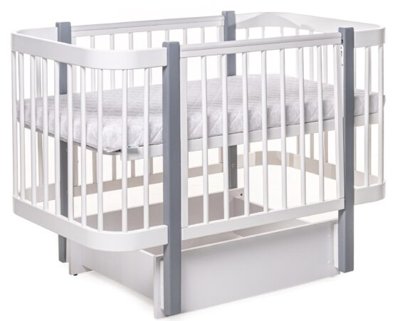 Детская кроватка Eucalyptus Karol Plus Longitudinal (DS-902) Белая+Серая — изображение 4