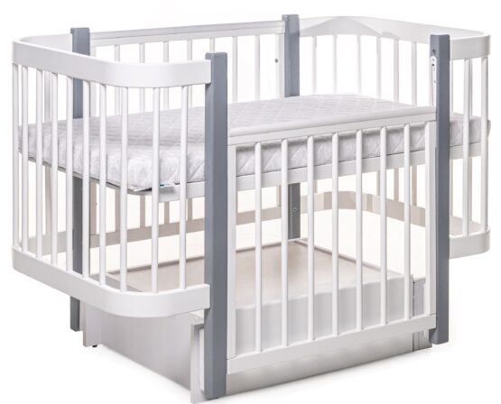 Детская кроватка Eucalyptus Karol Plus Longitudinal (DS-902) Белая+Серая — изображение 5