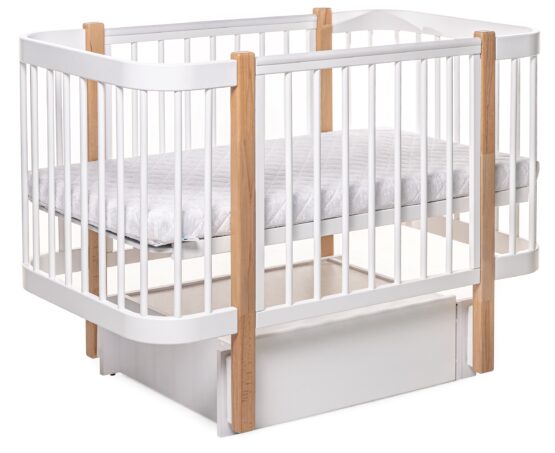 Детская кроватка Eucalyptus Karol Plus Longitudinal (DS-903) Белая+Натуральный — изображение 2
