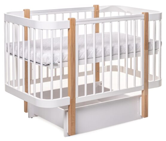 Детская кроватка Eucalyptus Karol Plus Longitudinal (DS-903) Белая+Натуральный — изображение 4