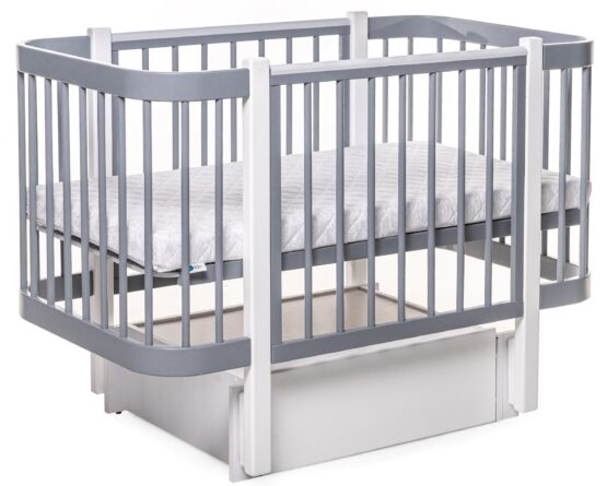 Детская кроватка Eucalyptus Karol Plus Longitudinal (DS-904) Серая+Белая — изображение 2