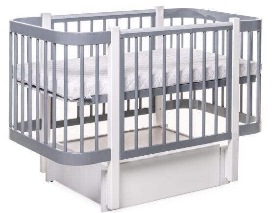 Детская кроватка Eucalyptus Karol Plus Longitudinal (DS-904) Серая+Белая — изображение 3