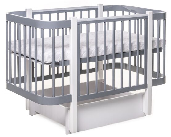 Детская кроватка Eucalyptus Karol Plus Longitudinal (DS-904) Серая+Белая — изображение 4
