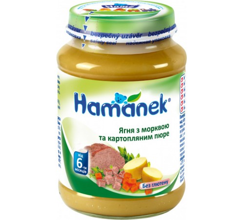 [:ru]Hame Пюре "Hamanek" Ягненок с морковью и картофельным пюре (6м+) 190 гр.[:ro]Hame Piure "Hamanek" Miel cu morcovi și piure de cartofi (6m +) 190 gr.[:]