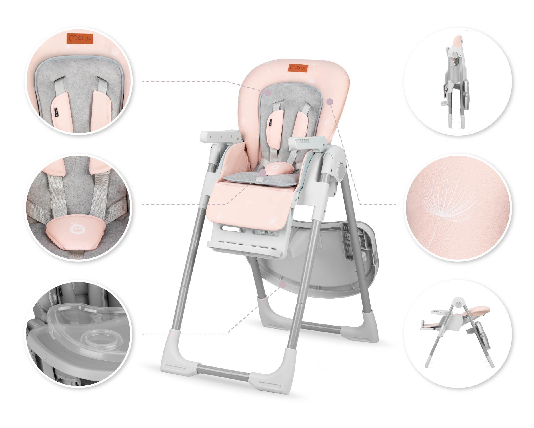 SCAUN DE MASA MOMI - YUMTIS PINK 03 (KRKA00021) - imagine 2