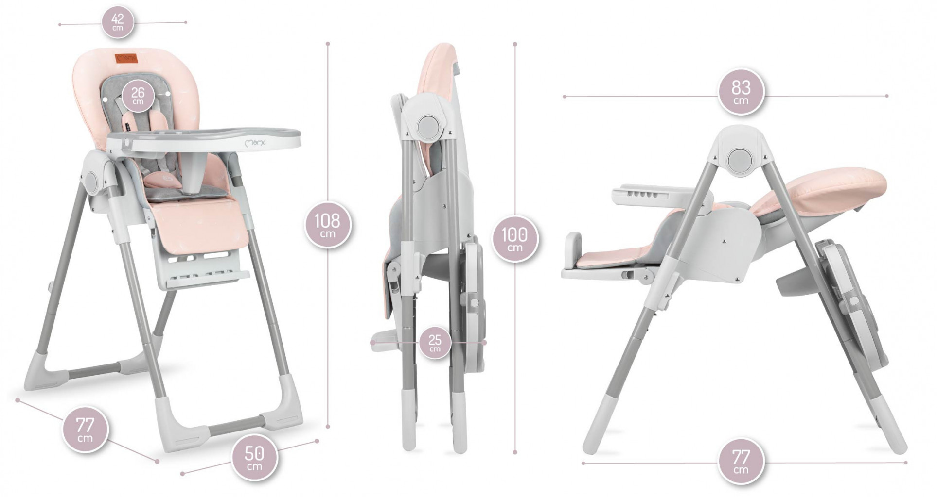 SCAUN DE MASA MOMI - YUMTIS PINK 03 (KRKA00021) - imagine 3