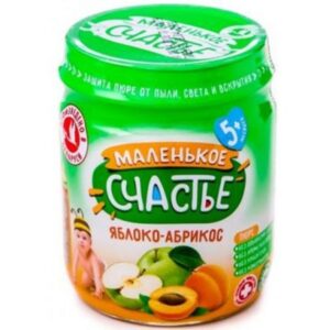 [:ru]"Маленькое счастье" Пюре Яблоко- абрикос 90 гр. (5 м+)[:ro]"Маленькое счастье"  Piure Mere-caise 90 gr. (5 m +)[:]