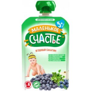 [:ru]"Маленькое счастье" Пюре Ягодный салатик 90 гр. (5 м.+)[:ro]"Маленькое счастье" Salată din fructe de pădure 90 gr. (5 m.+)[:]