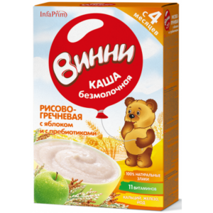 [:ru]Винни Каша безмолочная Рисово-гречневая с яблоком и пребиотиками (4 m+) 200 gr.[:ro]Винни Terci din orez-hrisca fără lapte cu măr si prebiotice (4 m+) 200 gr.[:]
