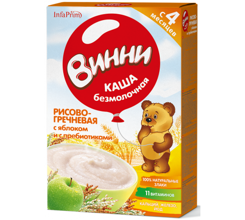 [:ru]Винни Каша безмолочная Рисово-гречневая с яблоком и пребиотиками (4 m+) 200 gr.[:ro]Винни Terci din orez-hrisca fără lapte cu măr si prebiotice (4 m+) 200 gr.[:]