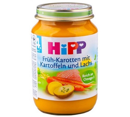 [:ru]HiPP 6105 Лосось в морковно-картофельном пюре (4м+)190 гр.[:ro]HiPP 6105 Piure Somon cu morcov și cartofi (4m+) 190 gr.[:]