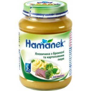 [:ru]Hame Пюре "Hamanek" Говядина с брокколи и картофельным пюре (5м+) 190 гр.[:ro]Hame Piure "Hamanek" Carne de vită cu broccoli și piure de cartofi (5m +) 190 gr.[:]
