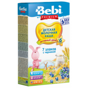 [:ru]Bebi Молочная каша Premium 7 злаков с черникой (6+) 200 гр.[:ro]Bebi Terci cu lapte Premium 7 cereale cu coacăze 200gr.(6+)[:]