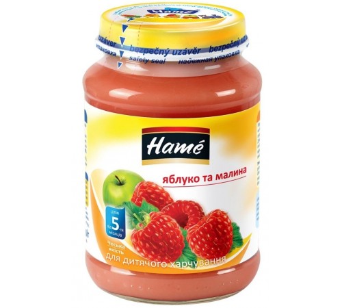 Hame Пюре Яблоко с малиной 190gr. (5m+)