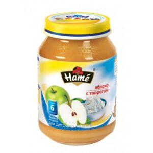 [:ru]Hame Пюре Яблоко с творогом 190gr. (6m+)[:ro]Hame Рiure din mere cu brînzică 190gr. (6m+)[:]