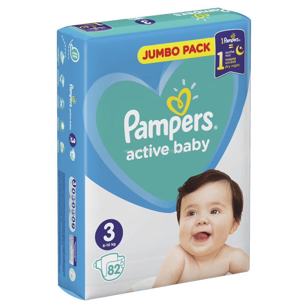 [:ru]Подгузники Pampers Active Baby 3 Midi (6-10 кг), 82 шт. [:ro]Scutece Pampers Active Baby 3 Midi (6-10 kg), 82 buc. [:]