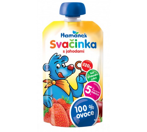 [:ru]Hame пюре "Hamanek" Яблоко-Клубника (5 м+) 120 гр.[:ro]Hame Piure "Hamanek" Mere-capsuni 120 gr.[:]