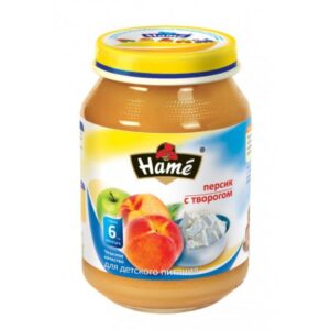 [:ru]Hame Пюре Персик с творогом 190gr. (6m+)[:ro]Hame Рiure din piersici cu brînzică 190gr. (6m+)[:]
