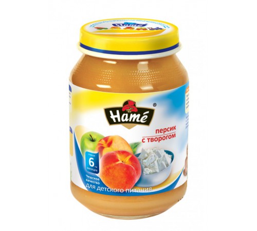 [:ru]Hame Пюре Персик с творогом 190gr. (6m+)[:ro]Hame Рiure din piersici cu brînzică 190gr. (6m+)[:]