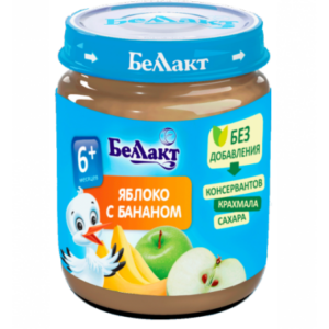 [:ru]Беллакт Пюре из яблок и бананов 100 гр. (6 м. +)[:ro]Беллакт Piure de mere și banane 100 gr. (6 m. +)[:]