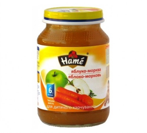 [:ru]Hame Пюре Яблоко с морковью 190gr. (4m+)[:ro]Hame Piure Mere şi morcov 190gr. (4m+)[:]