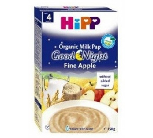 HIPP 2963 Terci cu lapte din orez-grâu cu mere "Noapte buna" (4m +) 250 gr.