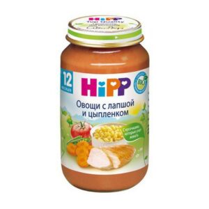 HIPP 6803 Нежные овощи с лапшой и цыпленком 220 гр.(12m+)