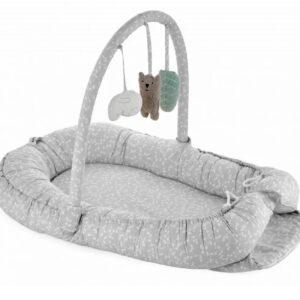 Babynest cu bara jucarii BabyJem Between parents Gri