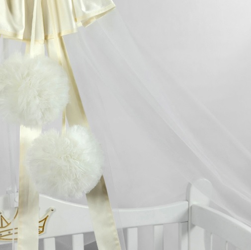 Baldachin PernaMea Premium Pompom cu manjeta Ivory
