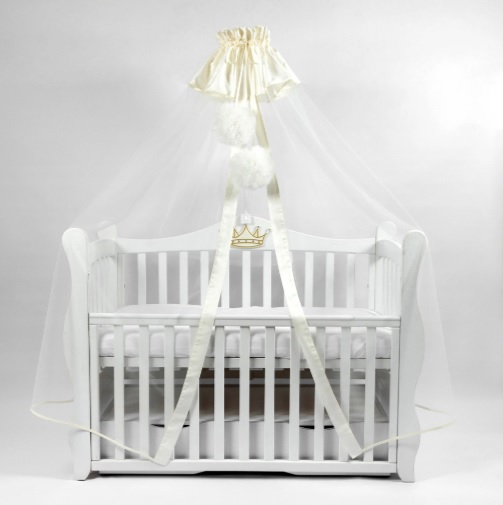 Baldachin PernaMea Premium Pompom cu manjeta Ivory