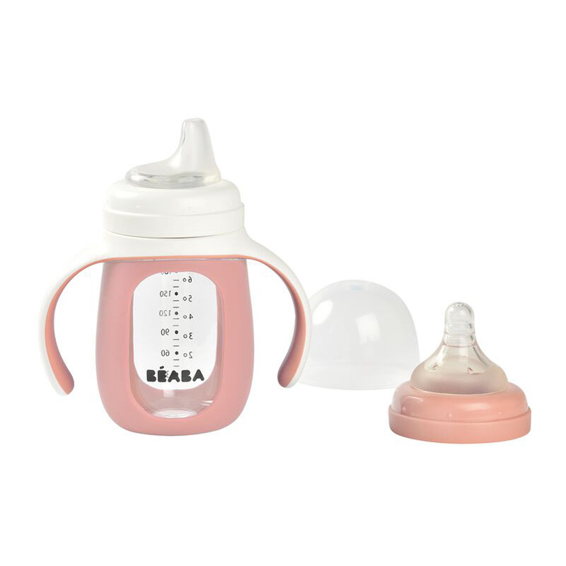 Biberon de Invatare 2in1 Beaba 210 ml Old Pink