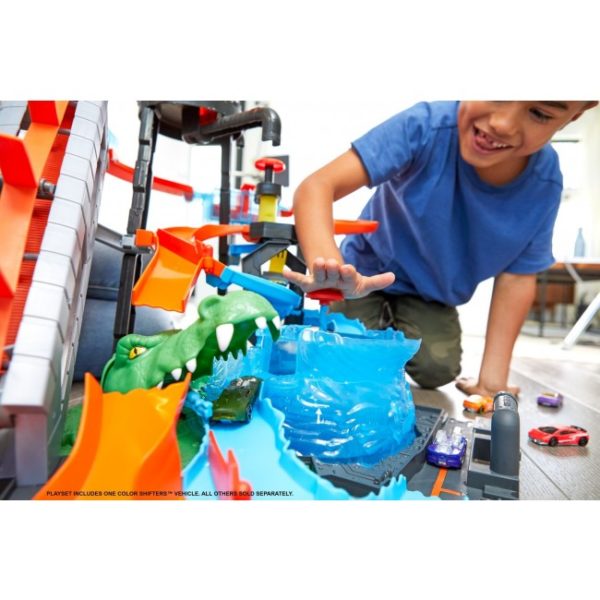 Hot Wheels Set Joaca „Color Shifters Ultimate Gator Car Wash” - imagine 9