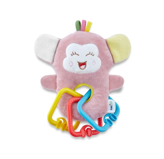 Jucarie din plus cu inele dentitie BabyJem Funny Monkey Roz