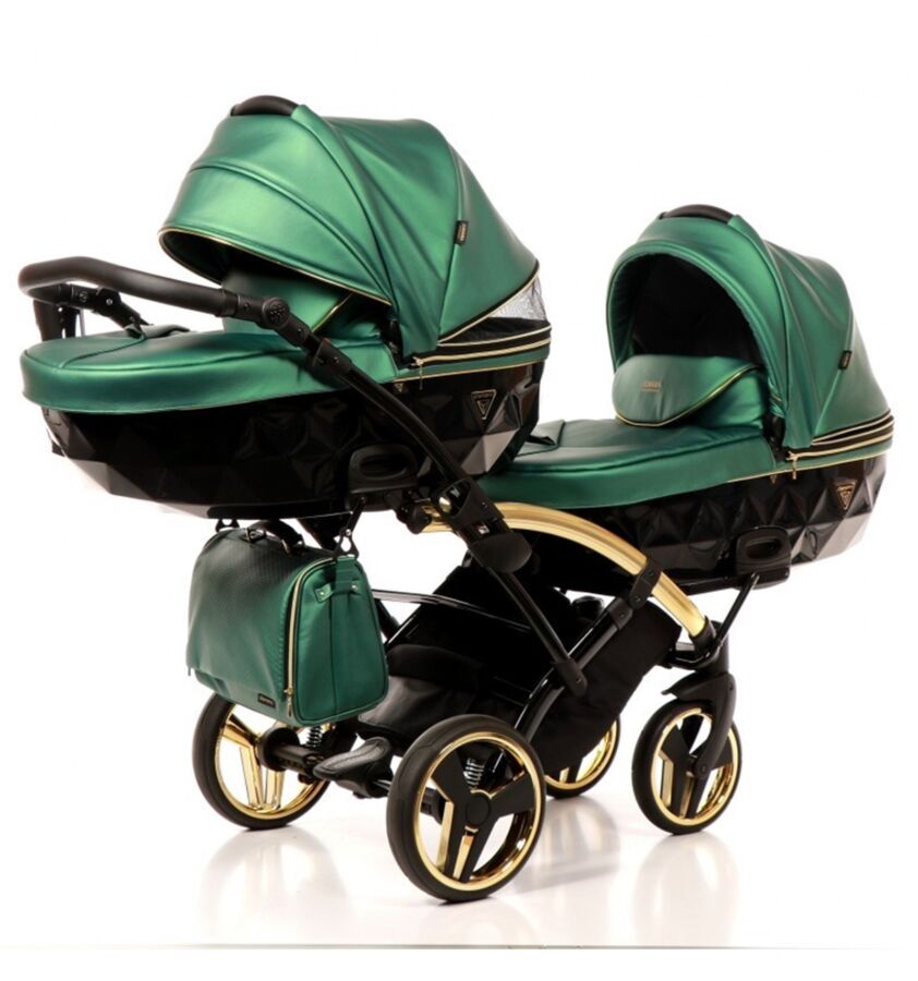 cărucior pentru gemeni Junama Diamond Fluido Duo Slim Green