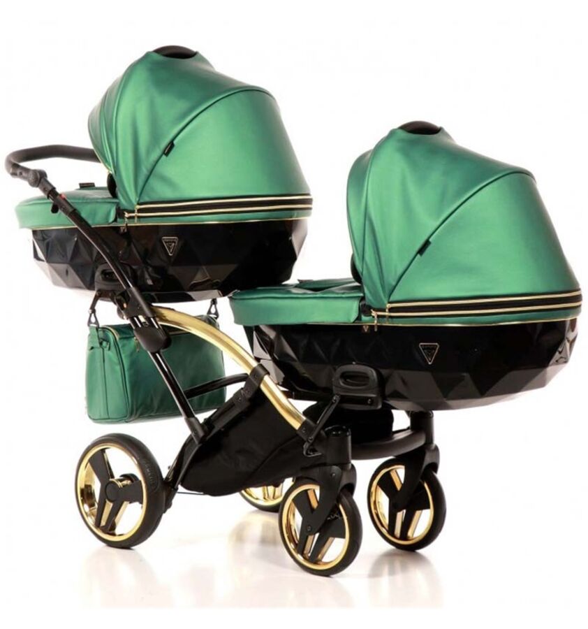 cărucior pentru gemeni Junama Diamond Fluido Duo Slim Green