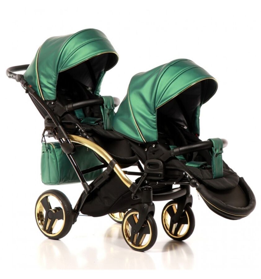 cărucior pentru gemeni Junama Diamond Fluido Duo Slim Green