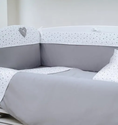 Lenjerie de patut 8 piese PernaMea Confort Stele Gri