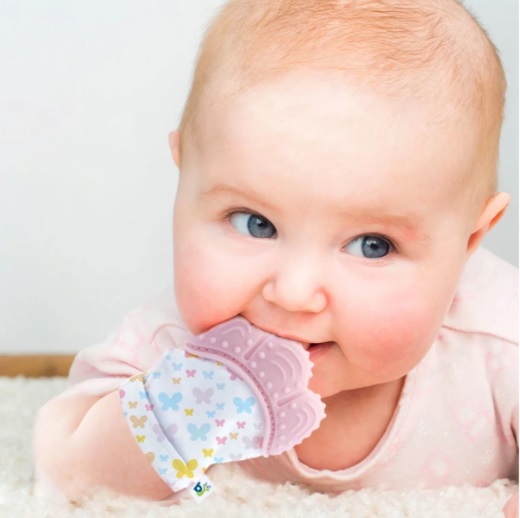 Manusa bebelusi pentru dentitie BabyJem Scratch Gloves Roz