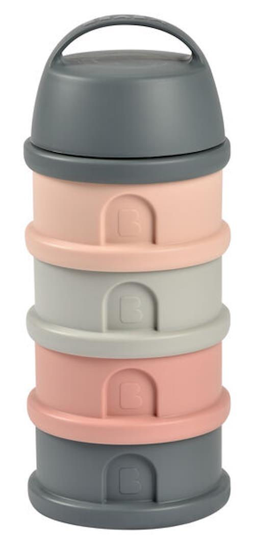 Recipient lapte praf 4 compartimente Beaba Mineral Grey Pink