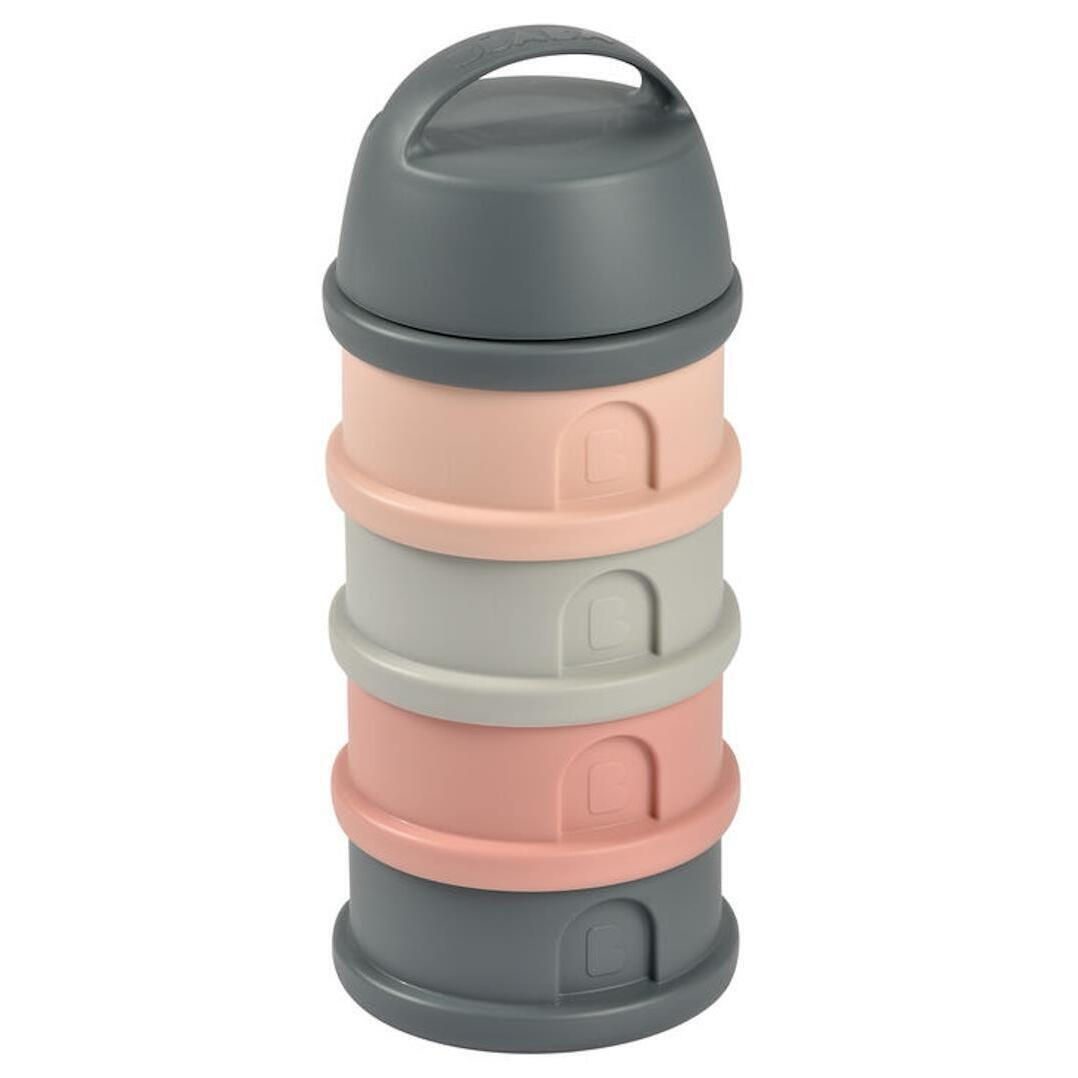 Recipient lapte praf 4 compartimente Beaba Mineral Grey Pink