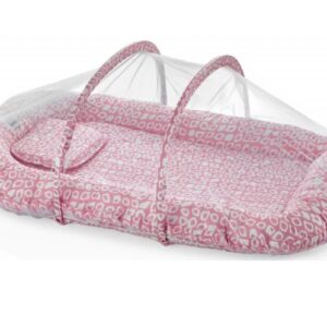 Saltea reductor BabyNest cu pernuta si plasa insecte BabyJem Sleep Safe Roz