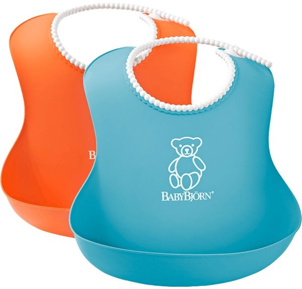 Set 2 bavete BabyBjorn Soft Bib OrangeTurquoise