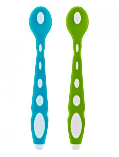 Set 2 lingurite din silicon BabyJem Albastru/Verde