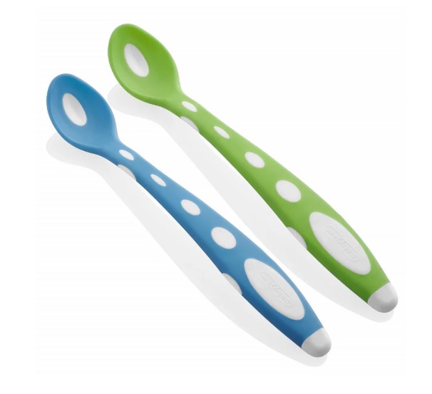 Set 2 lingurite din silicon BabyJem Albastru/Verde