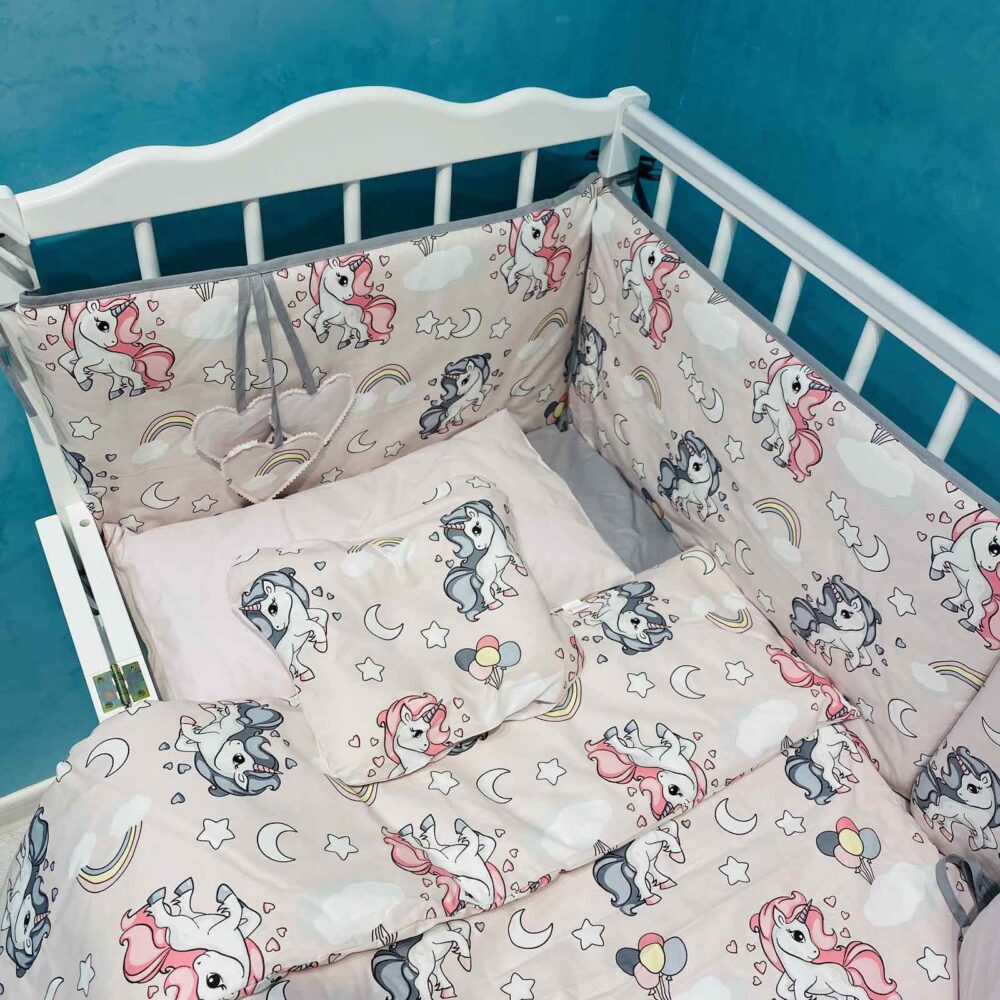 Set de lenjerie 8 elemente - Unicorn roz PM