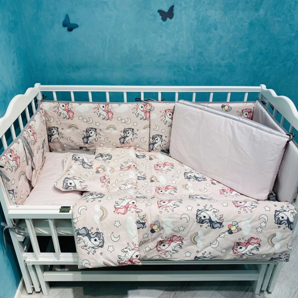 Set de lenjerie 8 elemente - Unicorn roz PM