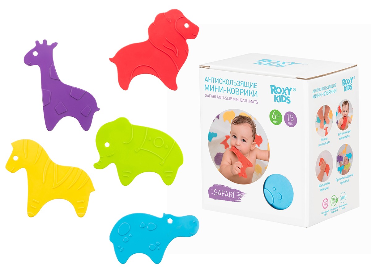 Set de mini-covorase anti-alunicare Roxy-Kids «Safari» 15 buc. (RBM-015-SF)