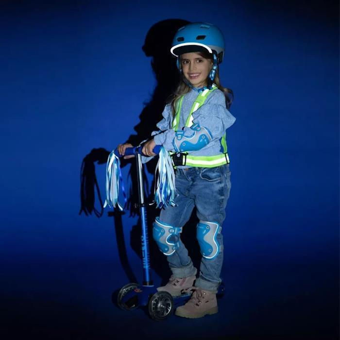 Set de protectii pentru genunchi si coate Micro reflective Blue S